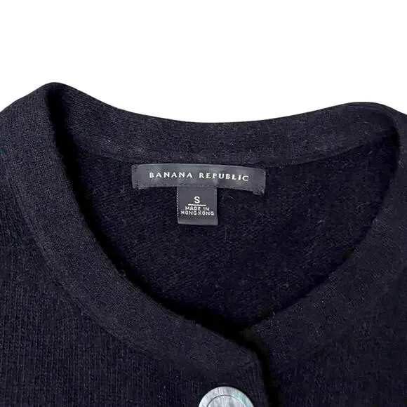 Banana Republic Black Angora Wool Button Cardigan Sweater Size S - Picture 2 of 6